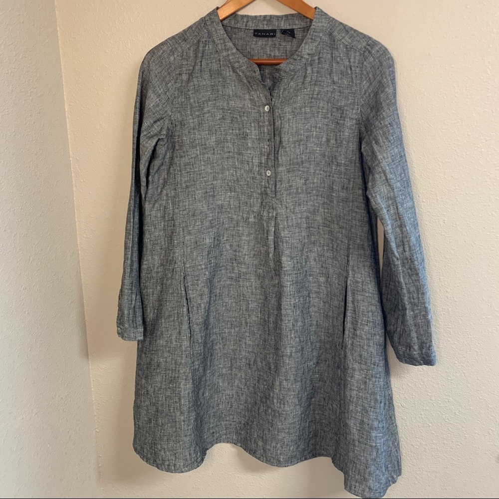 Tahari 100% linen dress with pockets